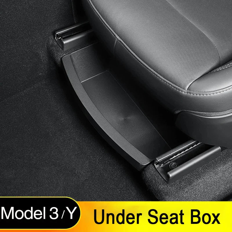 Shranjevalna škatla pod sedežem za Tesla Model Y juniper 2025, dodatna oprema sredinske konzole, pralni TPE