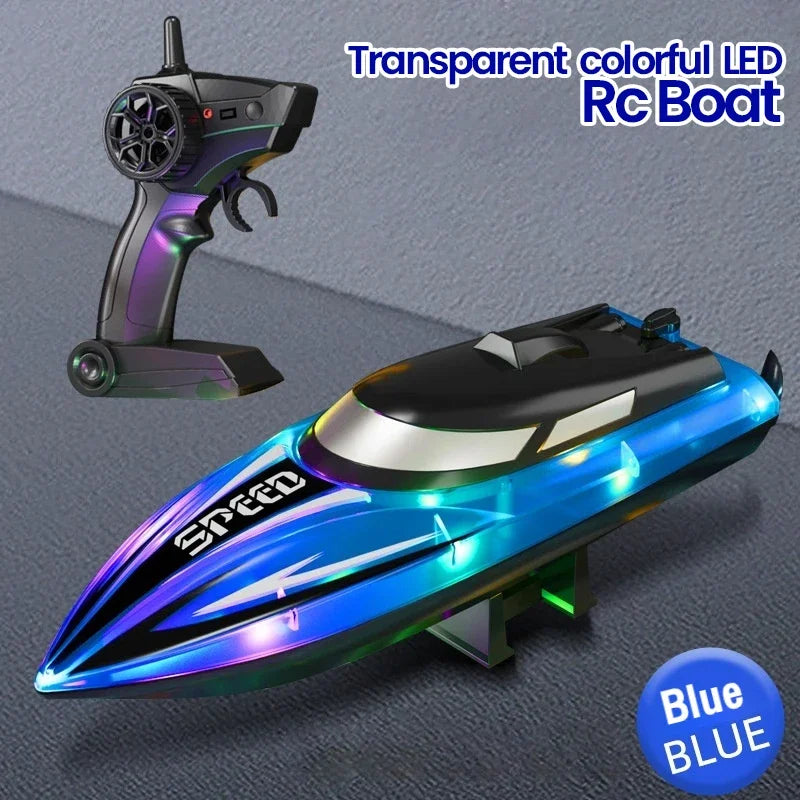 RC Boat With Colorful LED Light - Waterproof Racing