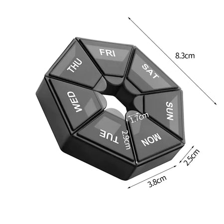 7-Day Compact Pill Organizer - Portable Travel Medicine Dispenser with 7 Compartments (2 Pack)