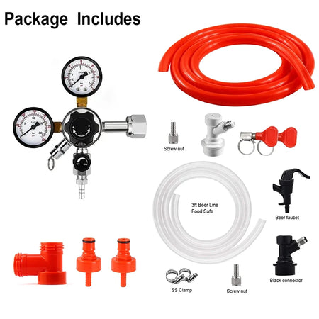 Homebrew Beer Carbonation Kit CO2 Regulator &ndash; 1.5M Gas Line