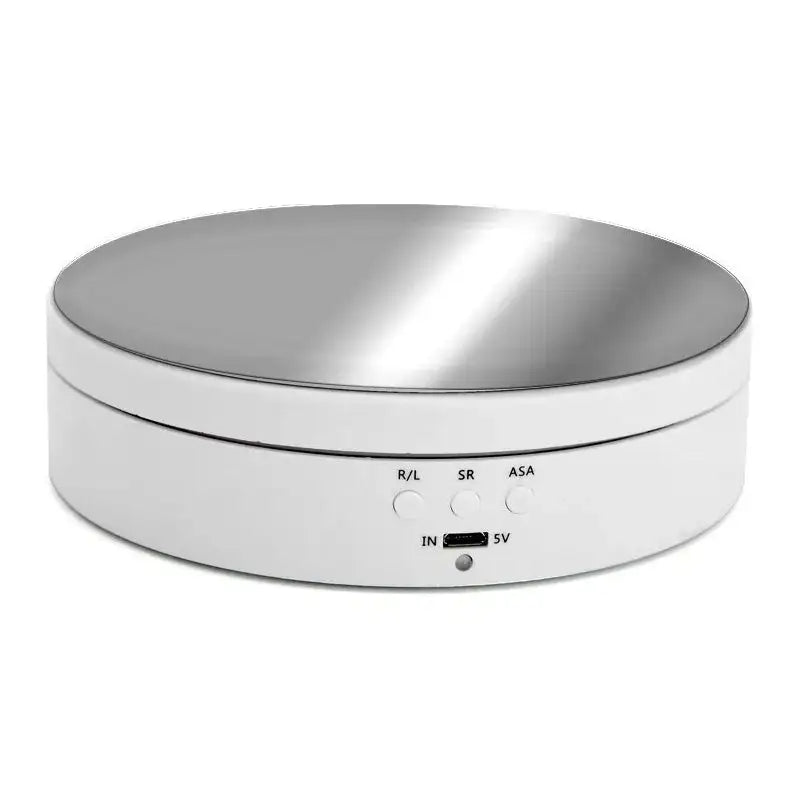 Electric Rotating Display Stand - 3 Speeds, 360&deg; Rotation, USB/Battery Powered 138MM White
