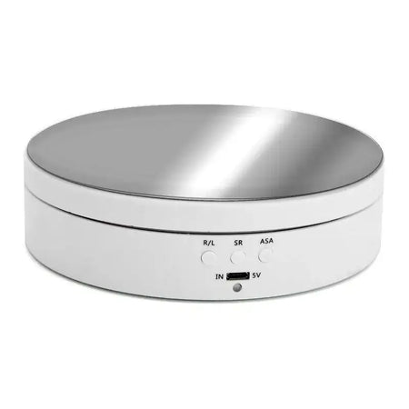 Electric Rotating Display Stand - 3 Speeds, 360&deg; Rotation, USB/Battery Powered 138MM White