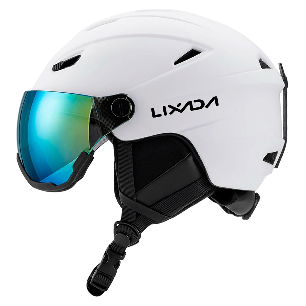 LIXADA Integrated Ski Helmet &ndash; Removable Visor Goggles WHITE / L