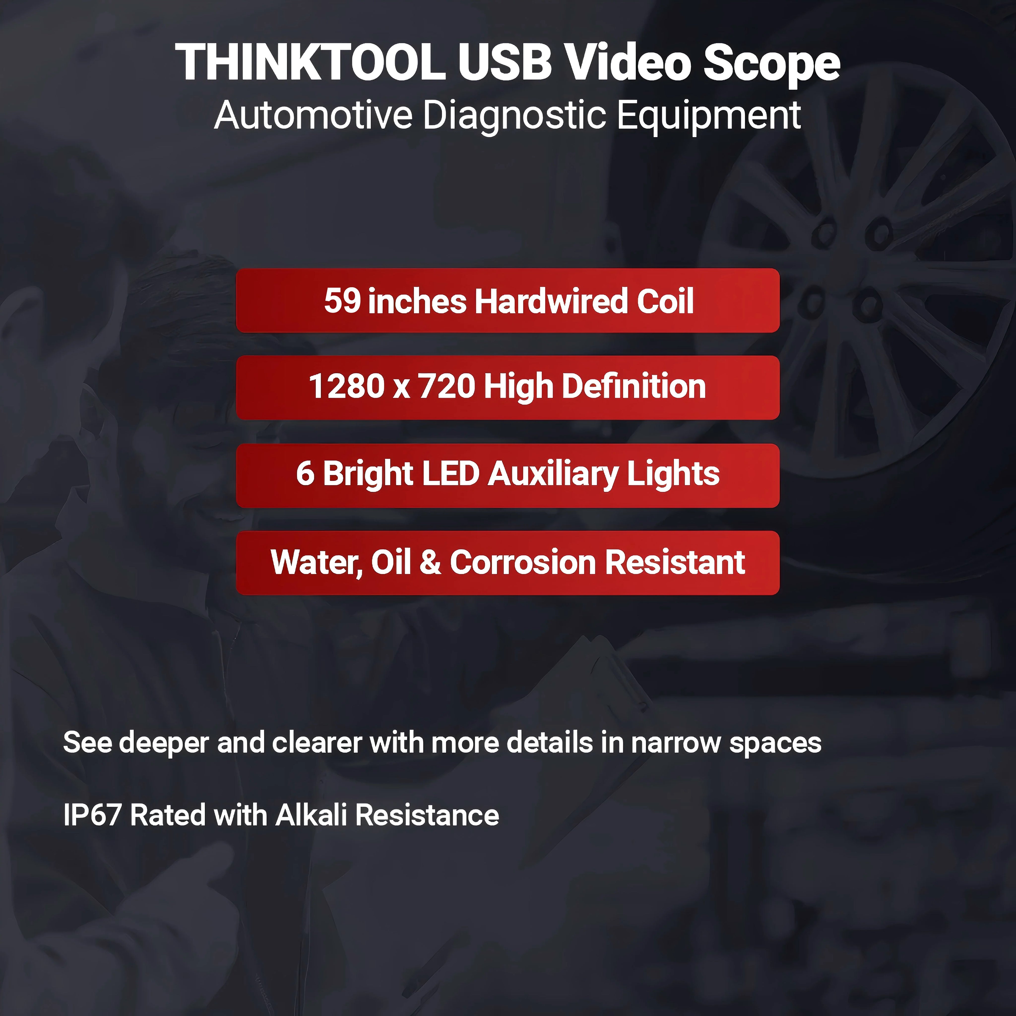 Thinkcar ThinkTool USB Video Inspection Scope 59In - LED