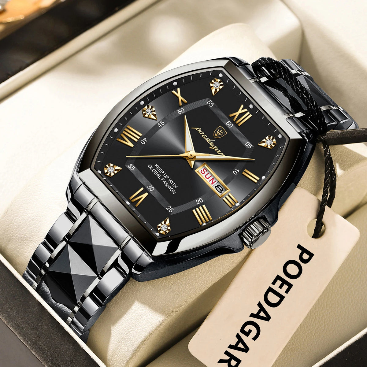 Poedagar Luxury Tonneau Men Wristwatch &ndash; Luminous Dial