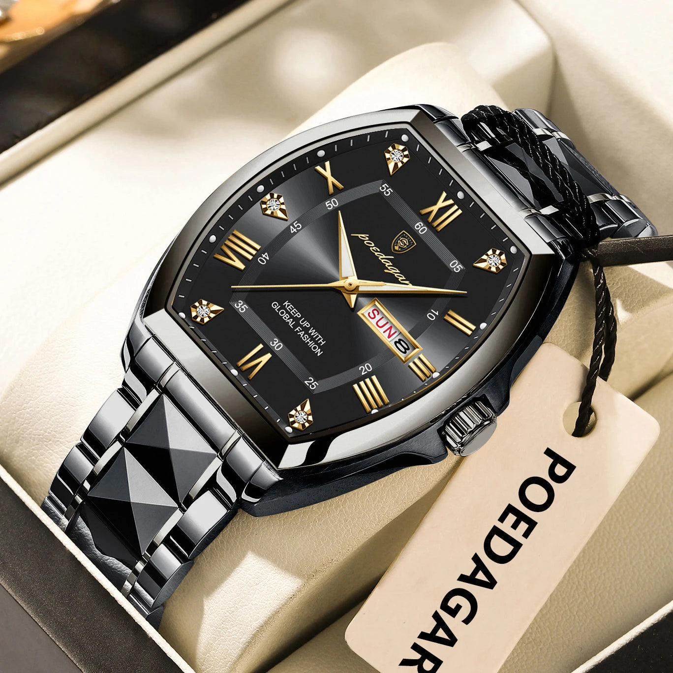 Poedagar Luxury Tonneau Men Wristwatch &ndash; Luminous Dial