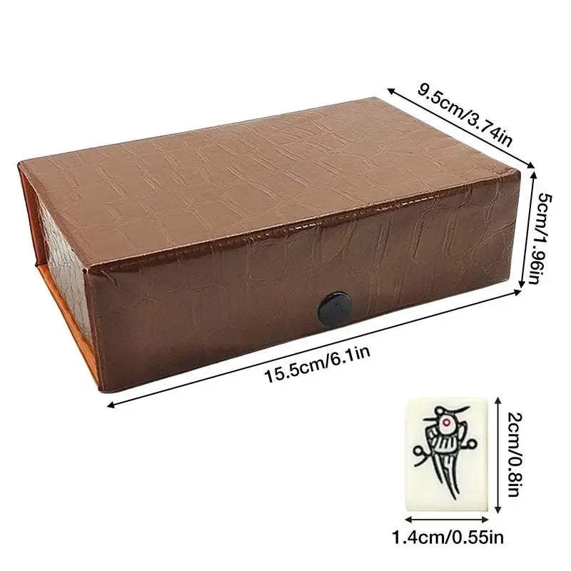 Chinese Mahjong Set 144 White Engraved Mini Tiles - Fun Time