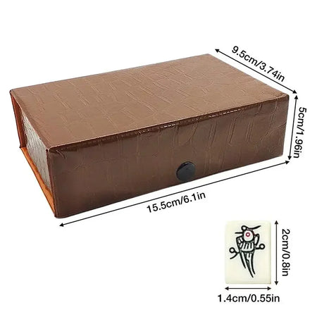 Chinese Mahjong Set 144 White Engraved Mini Tiles - Fun Time