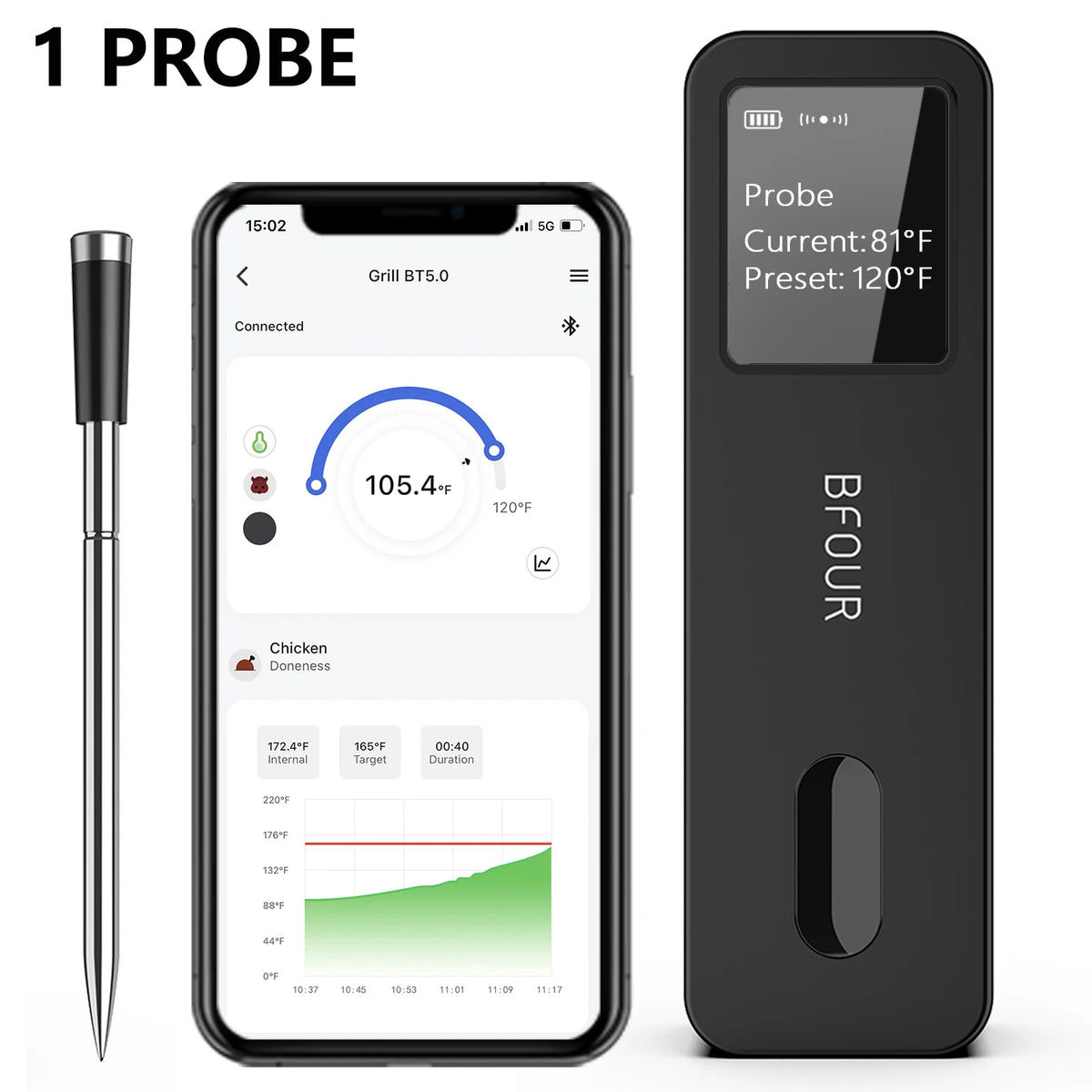 Wireless Bluetooth Meat Thermometer &ndash; IP67 Waterproof 1 Probe BF-30