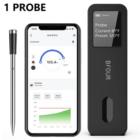 Wireless Bluetooth Meat Thermometer &ndash; IP67 Waterproof 1 Probe BF-30