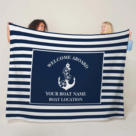 Custom Boat Name Blanket - Personalized Nautical Decor Gift