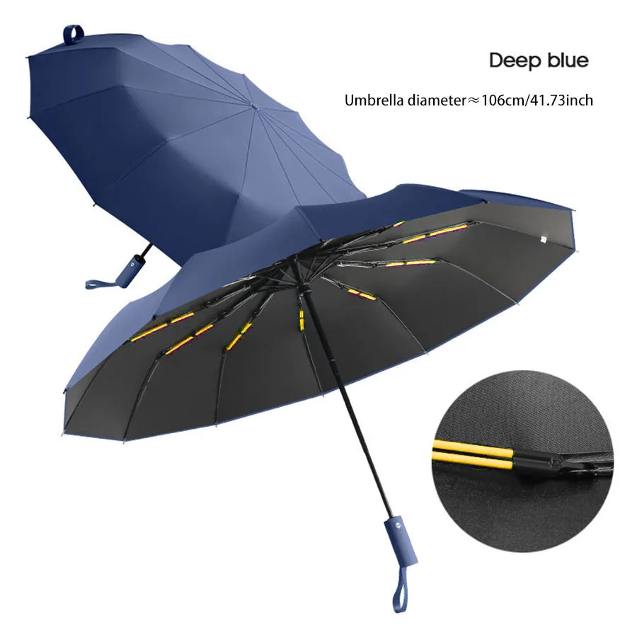 Reinforced 24-Bone Umbrella &ndash; Strong and Durable Wind-Resistant Design Navy Blue
