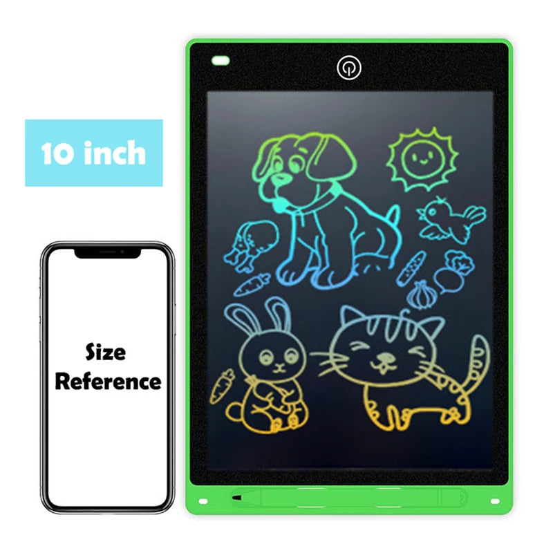 LCD Writing Tablet for Kids - Educational Drawing Board Green-10-Color