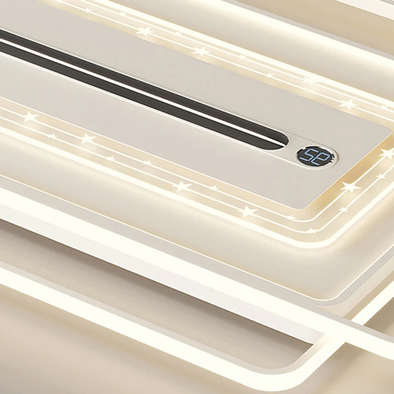 Moderns griestu ventilators ar LED gaismu un kontroli, salokāma griestu lampa viesistabai