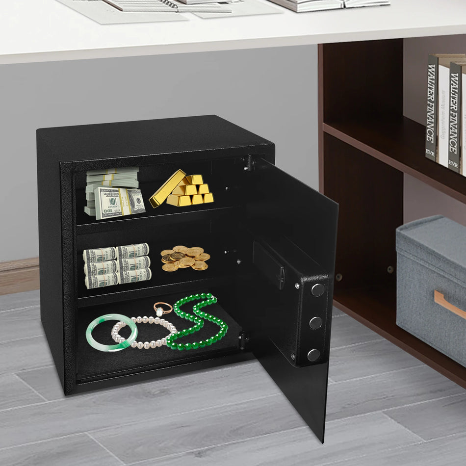 38x45cm Elektroninen Tallelokero Hälytyksellä – 3 Varkauksilta Suojaavaa Lukkoa