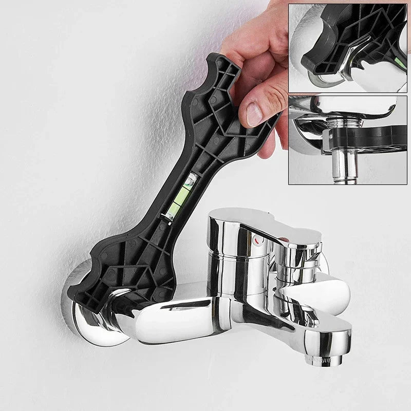 Multifunctional Dual Headed Wrench with Bubble Level for Plumbing Repairs