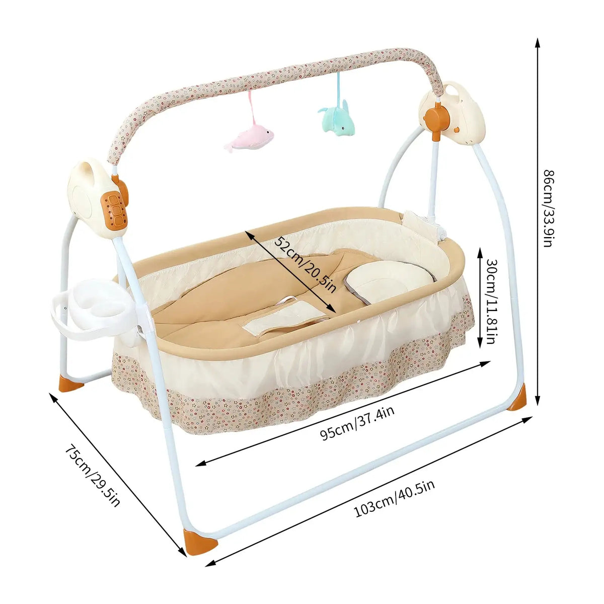 Electric Cradle Foldable Baby Cradle - Music And Swing Dark Khaki / United States