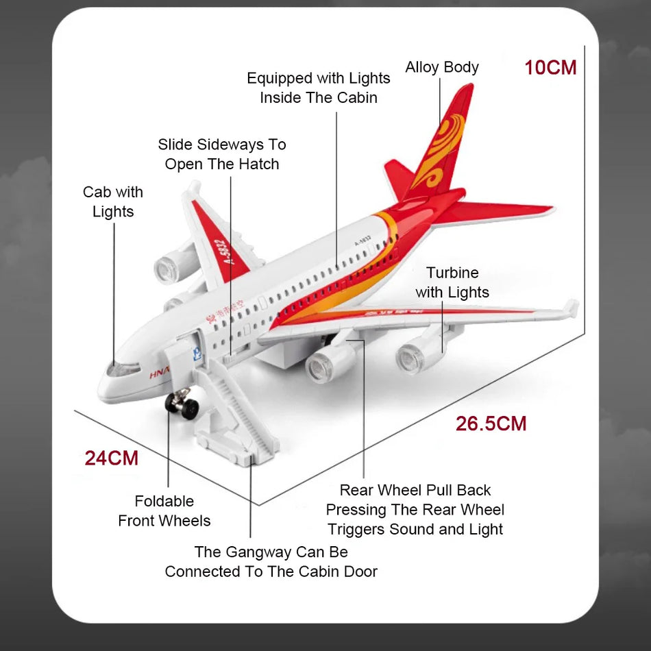 1:32 Model de avion A380 China Eastern din metal turnat, cu uși deschise, lumini și funcție de retragere.