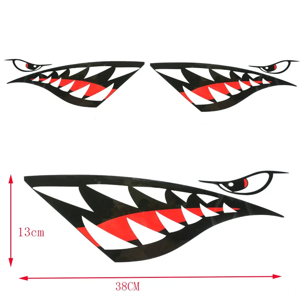 Shark Teeth Waterproof Decals for Kayaks, Canoes, and Vehicles