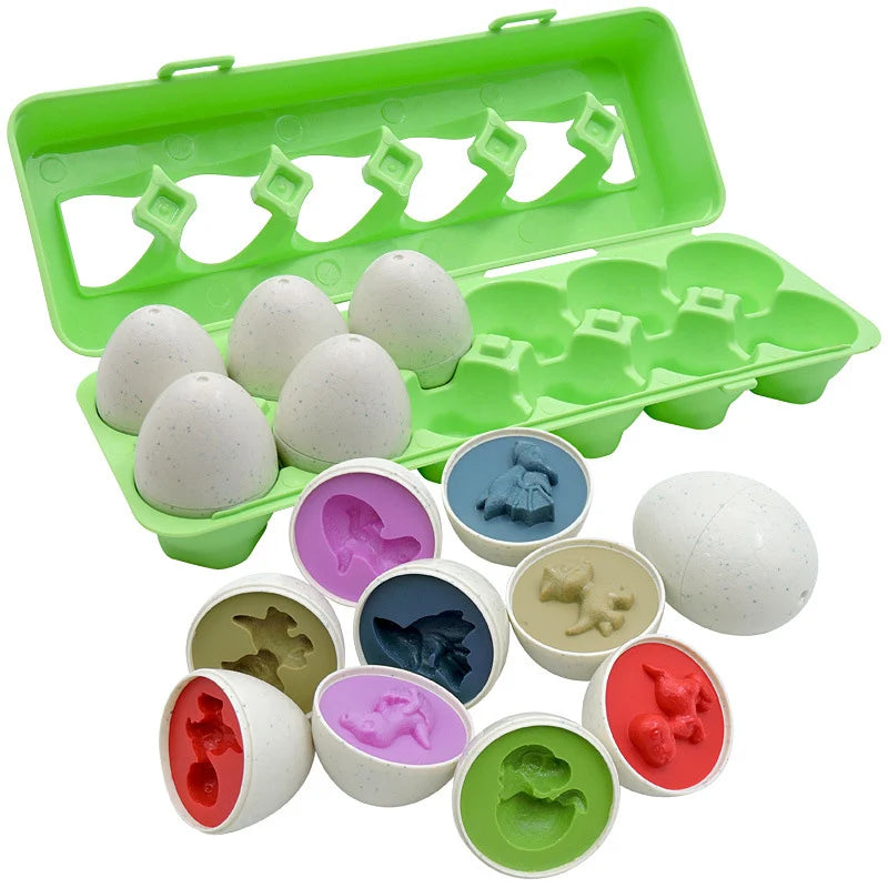 Montessori Educational Smart Eggs Puzzle Toy - Shape Sorter &amp; Learning Game for Toddlers Ages 2-3 | Perfect Kids Easter Gift 12pcs with box 474