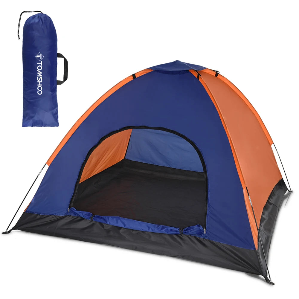 TOMSHOO Lightweight 3-4 Person Camping Tent with Rain Fly for Outdoor Adventures Blue Orange