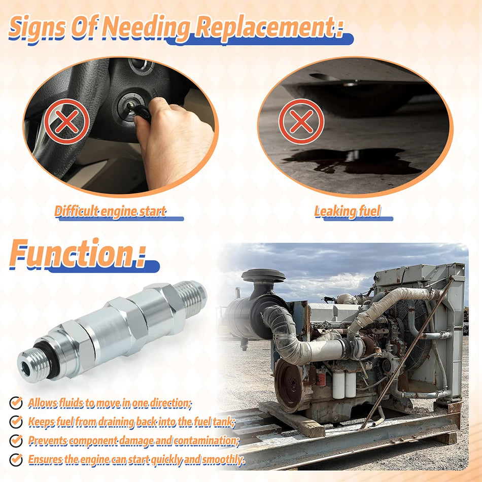 Regulator de supapă de verificare a combustibilului pentru motor Detroit Diesel Seria 60 14.0L M14x1.5, 5/8-18