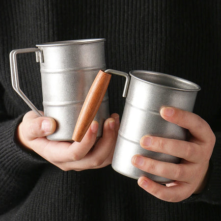 Retro Oil Barrel Mug Coffee Cup - Durable Stainless Steel