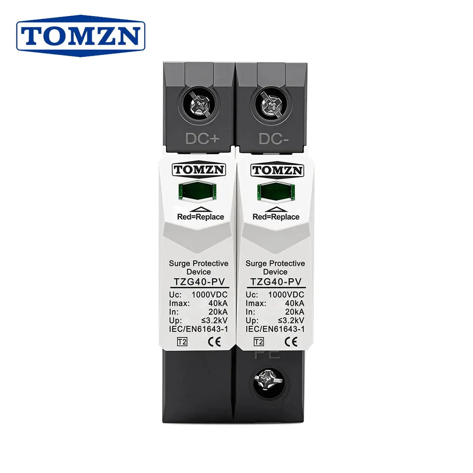 TOMZN DC SPD 2P 500V 600V 800V 1000V 20-40KA Din Rail Solar Outdoor Power Protection Protective Device Surge Protector Surge by InterCyprus Trading Ltd