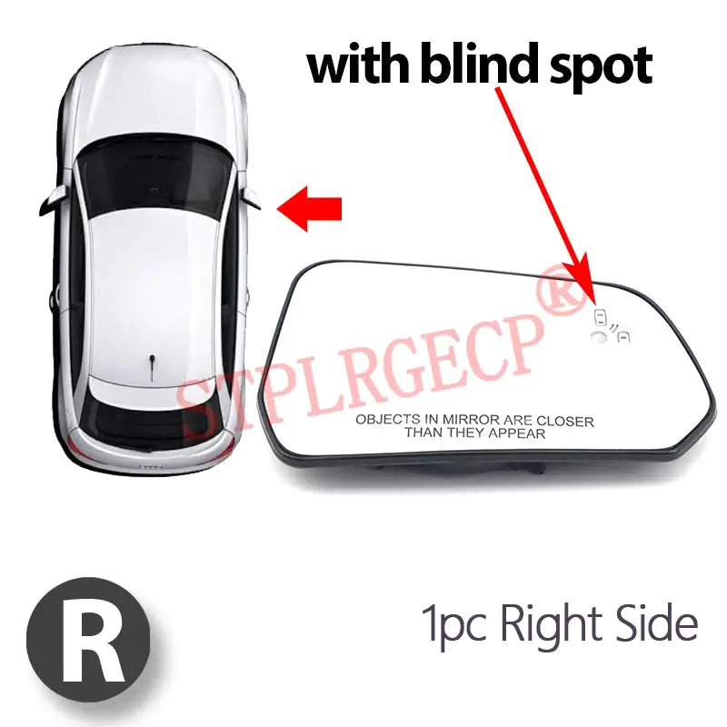 Driver or Passenger Rearview Side Mirror Lens Door Wing Mirrors Glass Blind Spot for Ford Mustang S550 2015-2023 US Version by InterCyprus Trading Ltd