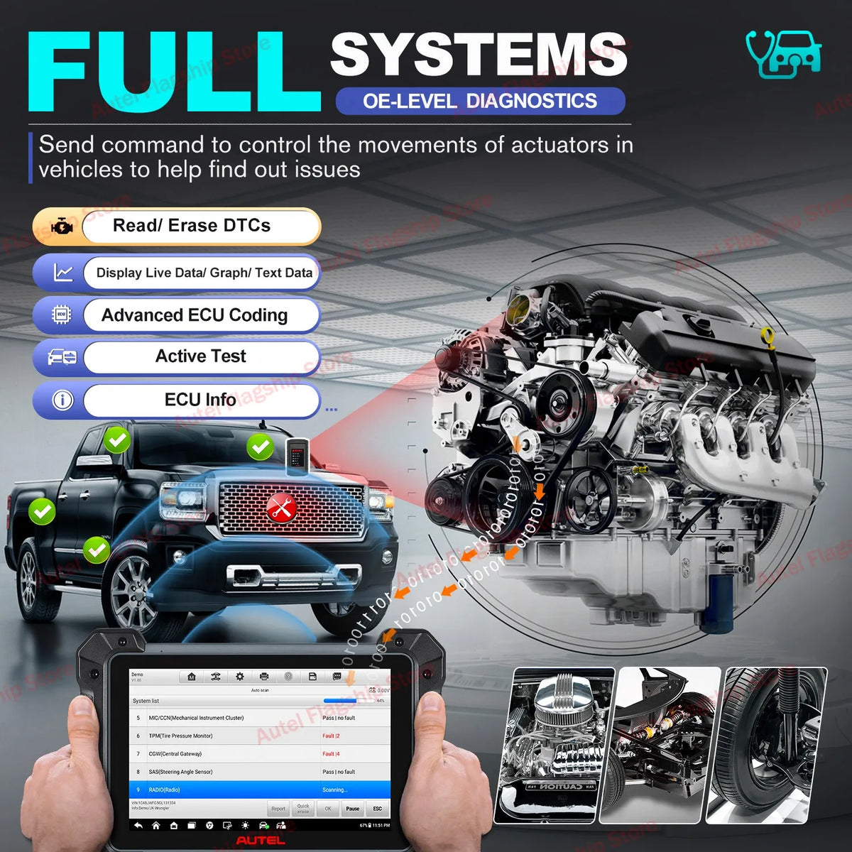 Autel MaxiCOM MK908 II MK908II &ndash; Bi-Directional ECU Coding