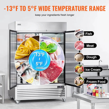 1252L Upright Freezer 2 Doors Auto Defrost