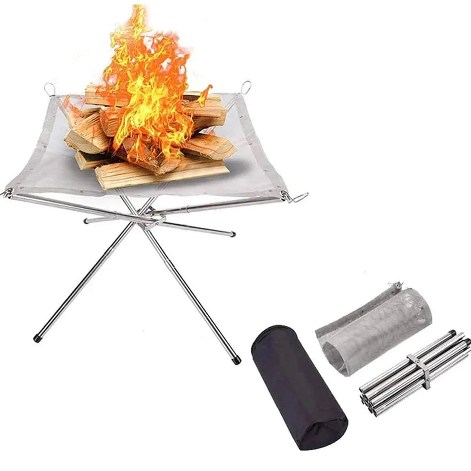 Stainless Steel Camping Fire Rack &ndash; Foldable Mesh Design for Easy Transport