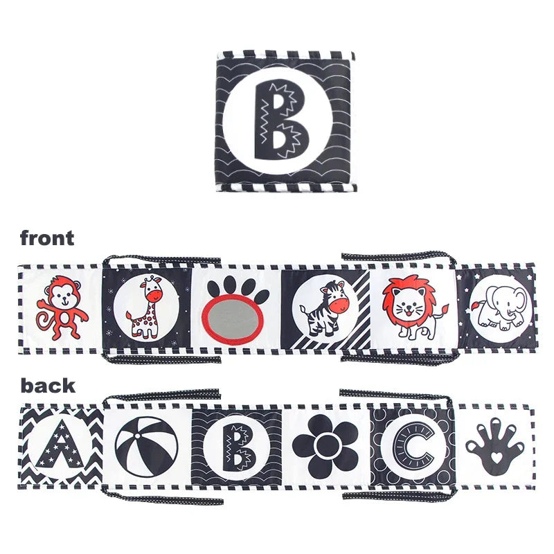 Baby Bedside Cloth Book &ndash; Develops Visual Ability for Newborns A-Animals