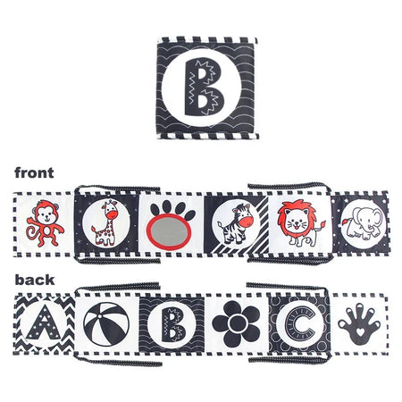 Baby Bedside Cloth Book &ndash; Develops Visual Ability for Newborns A-Animals