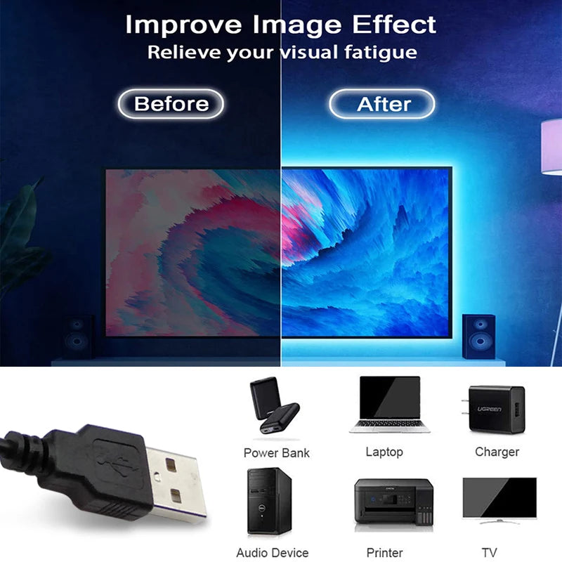 Tuya WiFi LED Strip Lights RGB 5V - Bluetooth Music Sync