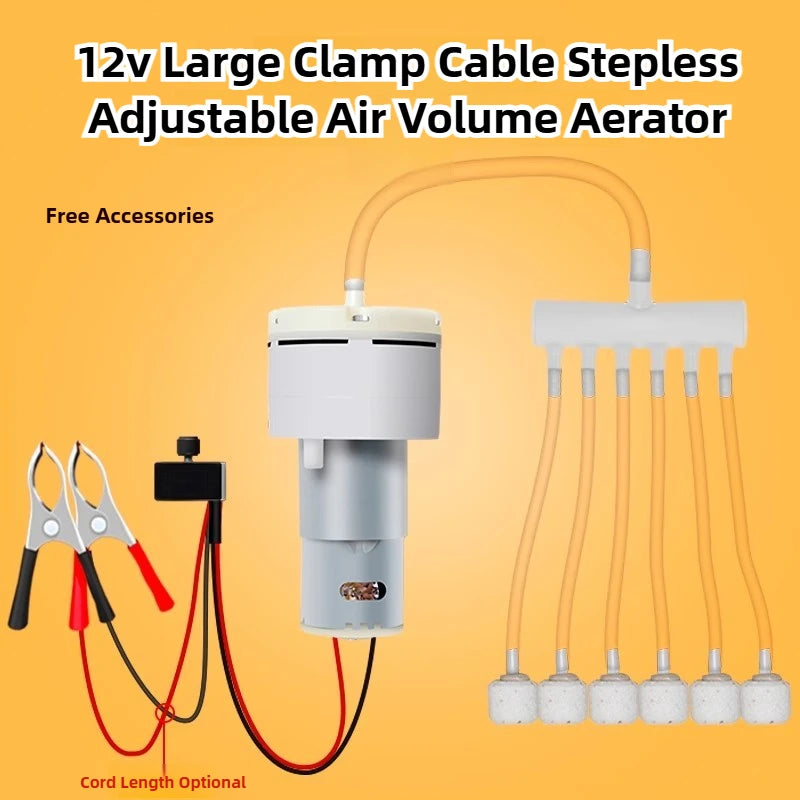 DC 12V Clip-On Oxygen Pump &ndash; High Power Aquarium Aerator set 1 / 3 Meters