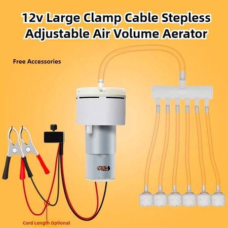 DC 12V Clip-On Oxygen Pump &ndash; High Power Aquarium Aerator set 1 / 3 Meters