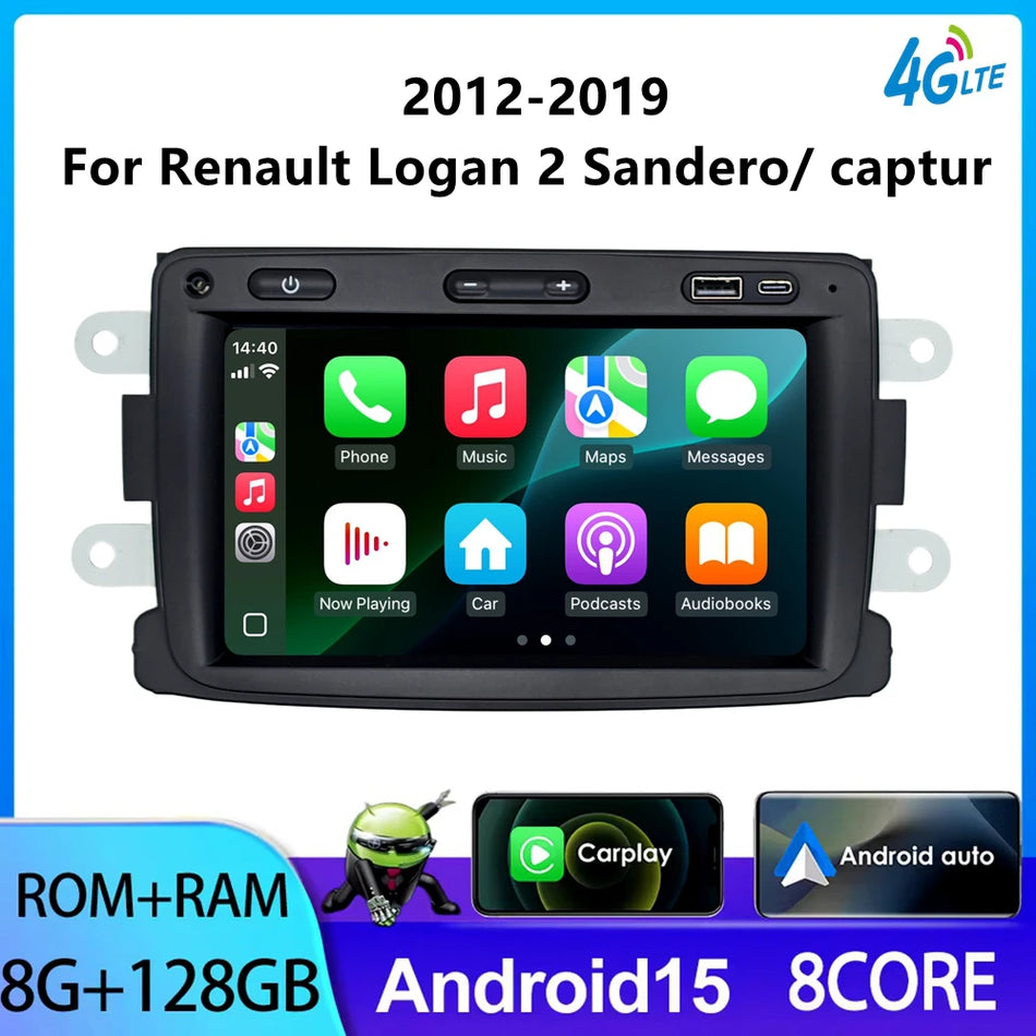 7-calowy bezprzewodowy Carplay Android Auto autoradio do Renault Captur Logan Sandero 2012-2023