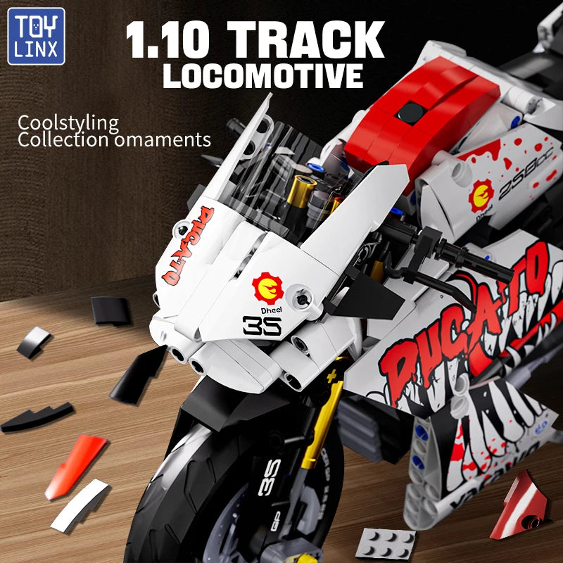 883PCS 1Do10 Motocikl Građevni Kockice Cestovni Trkač Poklon