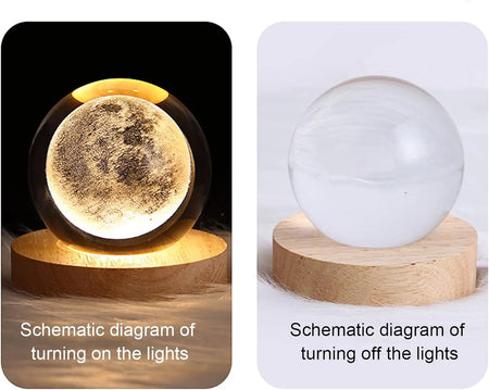 6cm 3D Crystal Ball &ndash; Wooden Base And Planet Earth Display