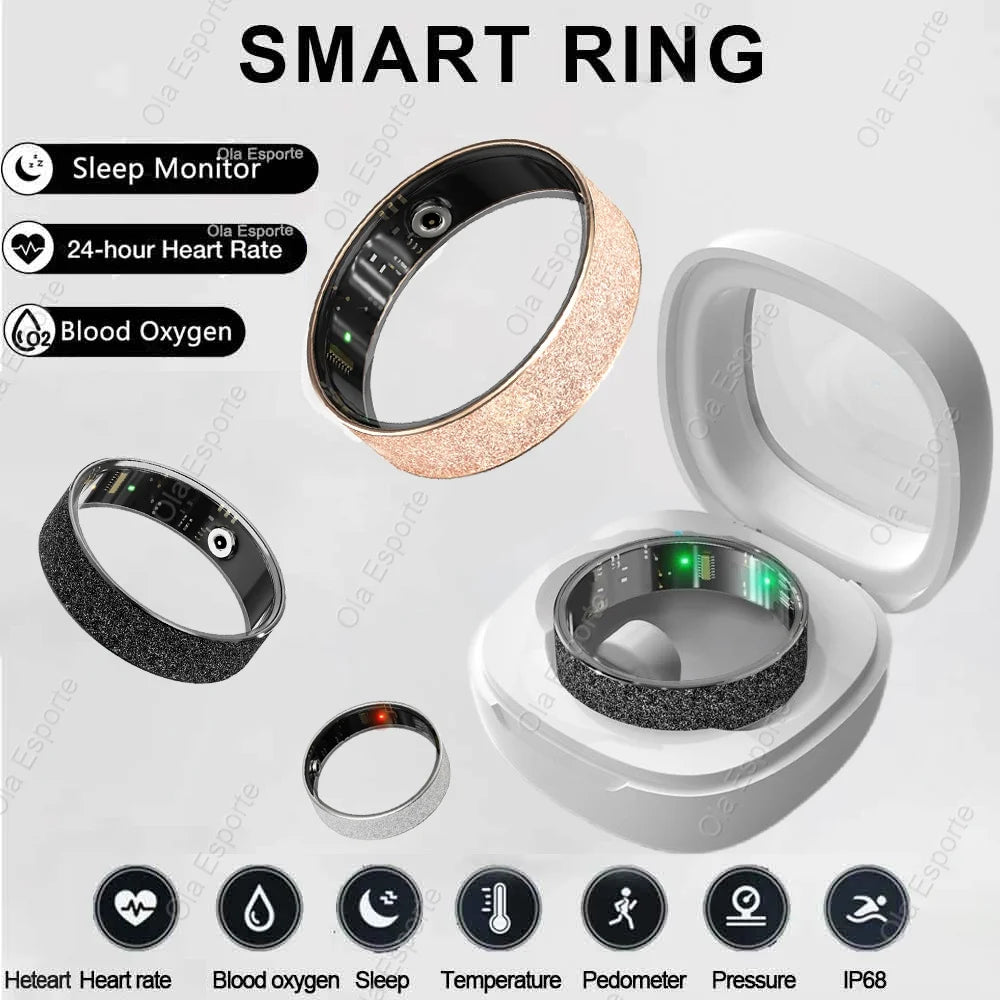 Smart Ring with Charging Case - Health &amp; Sleep Monitor, Waterproof, Multi-sport Mode
