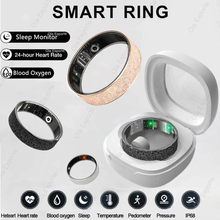 Smart Ring with Charging Case - Health &amp; Sleep Monitor, Waterproof, Multi-sport Mode