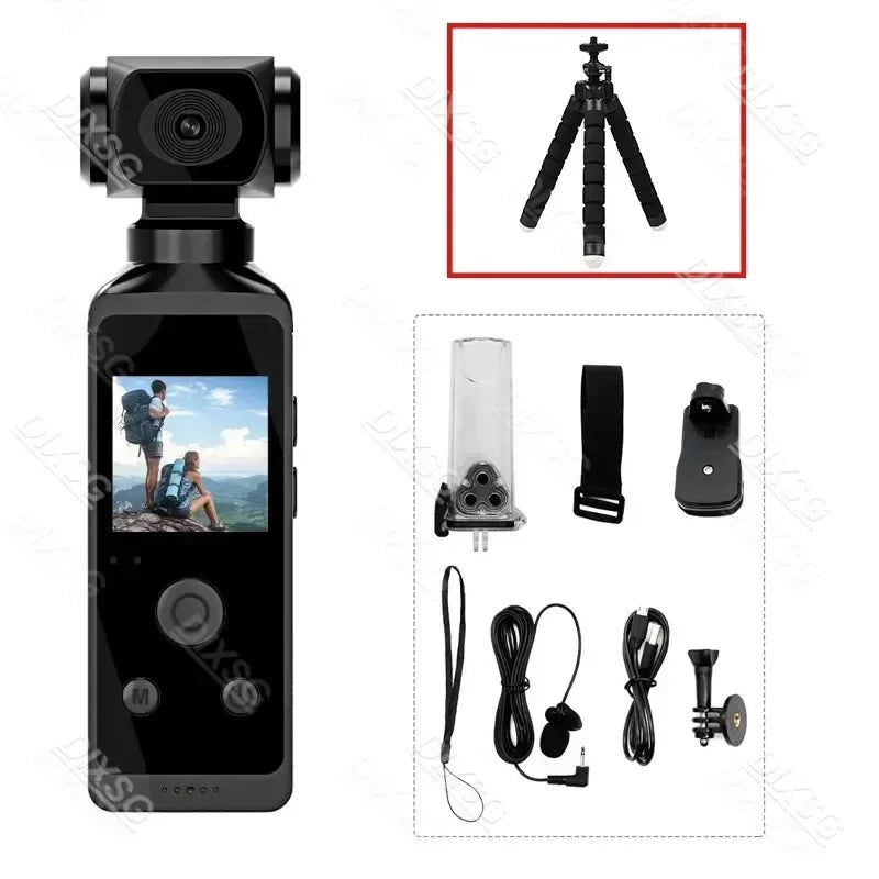 DIXSG 4K Ultra HD Pocket Action Camera &ndash; 270 Degree Rotatable Design camera with tripod / With 64G Card