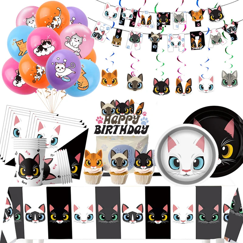 Cat-Themed Birthday Party Decoration Set