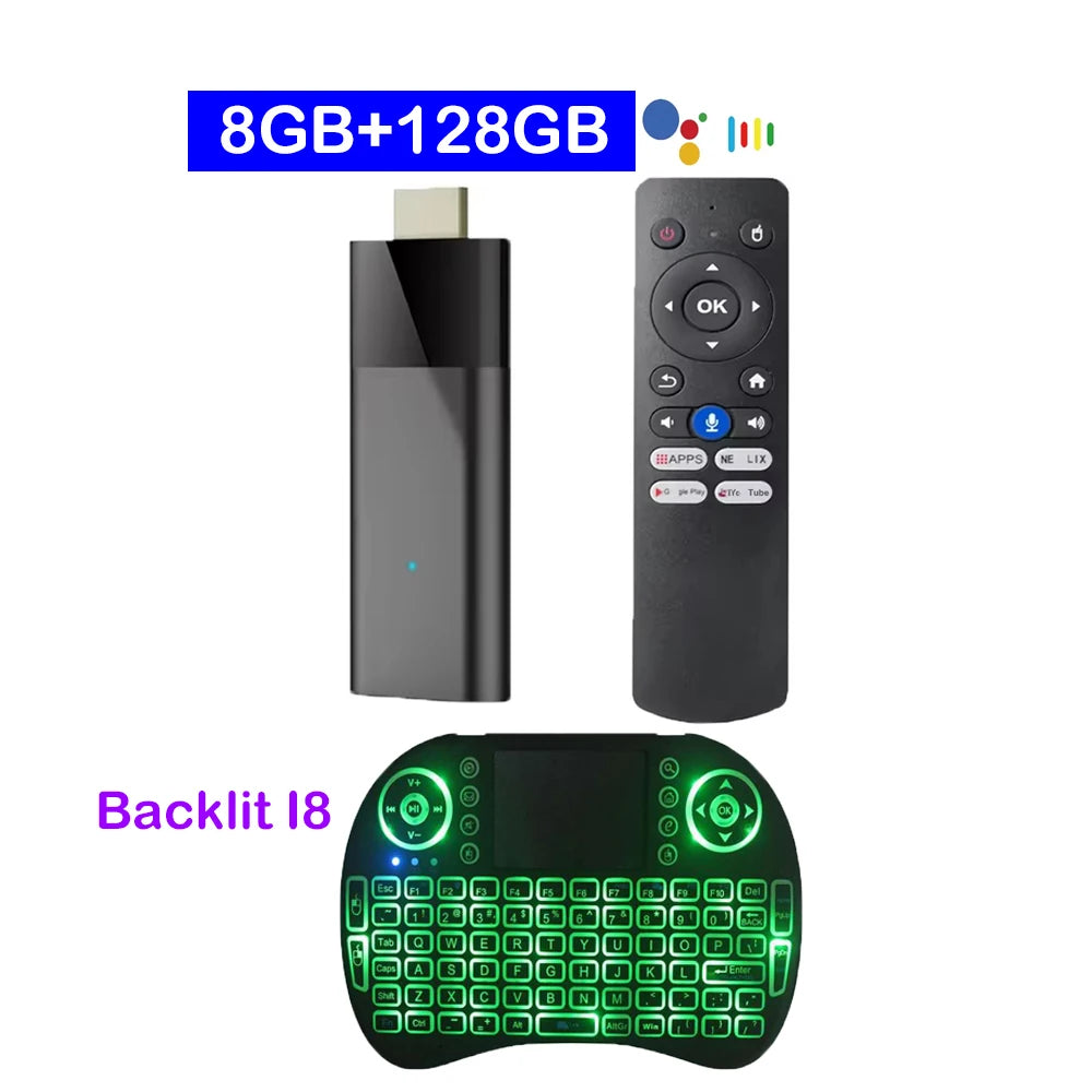 Q12 ATV Mini TV Stick - Smart Android 14 Streaming Media Player with 8K Resolution and Dual Wifi 8G 128G Voice I8
