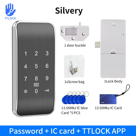 EM167-TTLOCK &ndash; Bluetooth App Access And Multi-Method Unlock EM167-PW-TT silvery