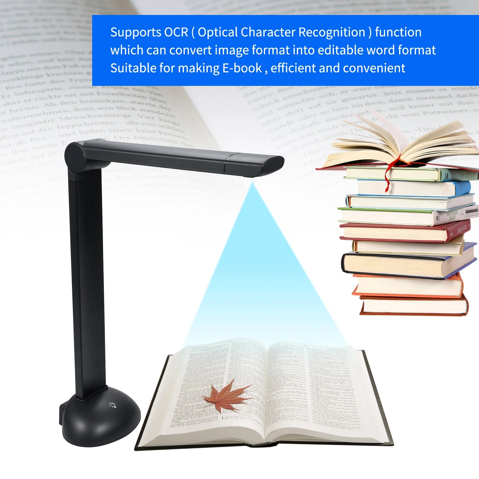 HD Document Camera Book Scanner A3 A4 with LED Light &amp; Multi-Language OCR