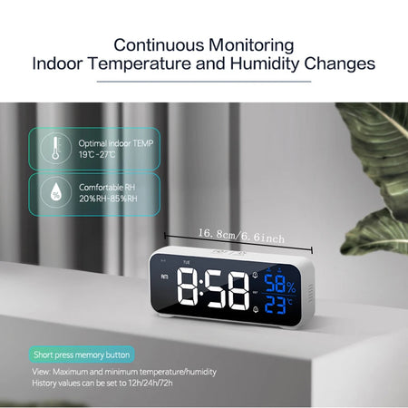 Niditon Dual Alarm Digital Clock with Temperature and Humidity Display