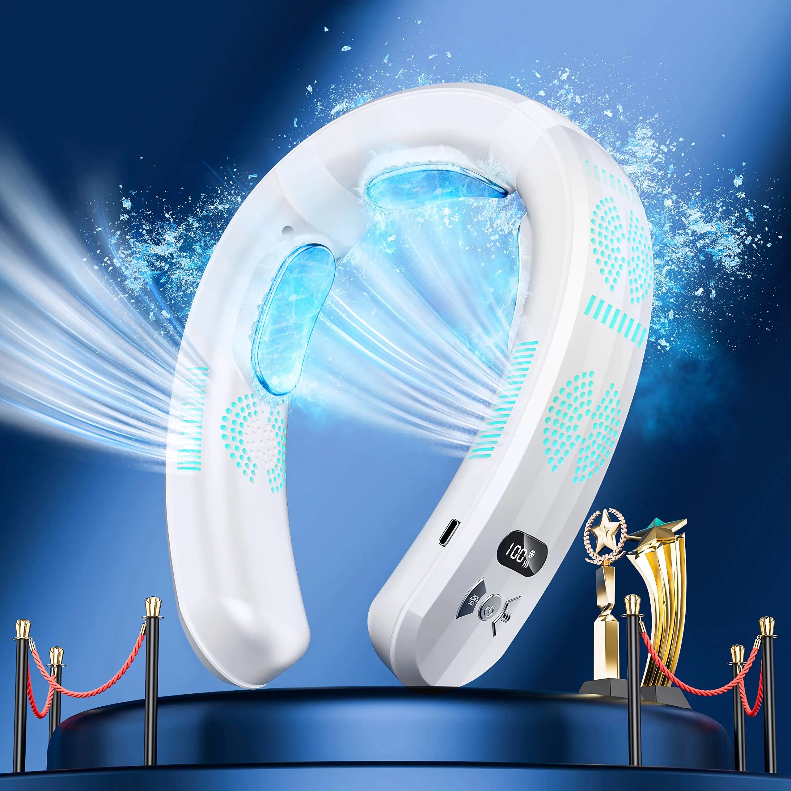2025 Wearable USB Rechargeable Air Conditioner - Portable 3-Mode Neck Fan &amp; Cooler White 6000mAh