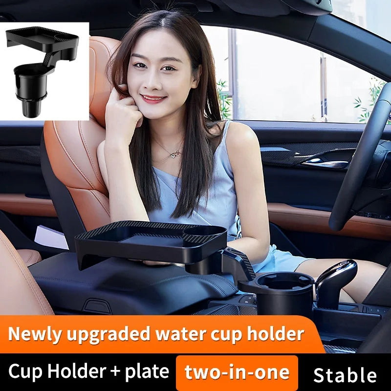 3 In 1 Car Cup Holder With Table Tray, ABS Material, Rotatable, Anti Slip, Rustproof